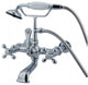 Kingston Brass 7" Wall Mount Tub Faucet With Hand Shower, Polished Chrome