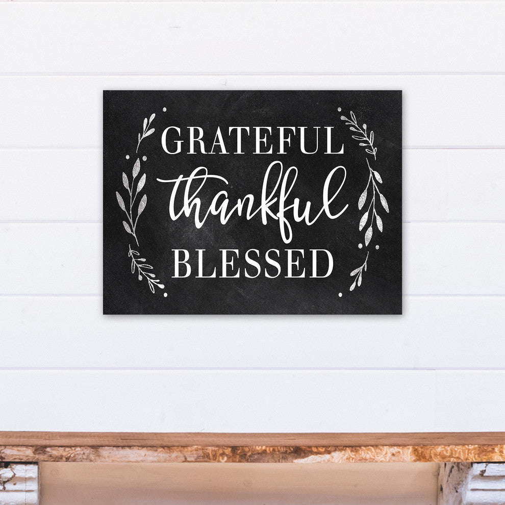 Grateful Thankful Blessed Print on Canvas