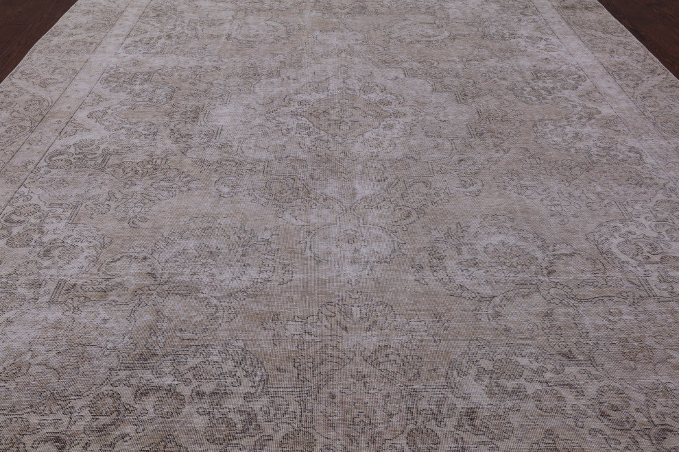 9' 1" X 11' 8" Handmade Persian Vintage White Wash Rug Q4633