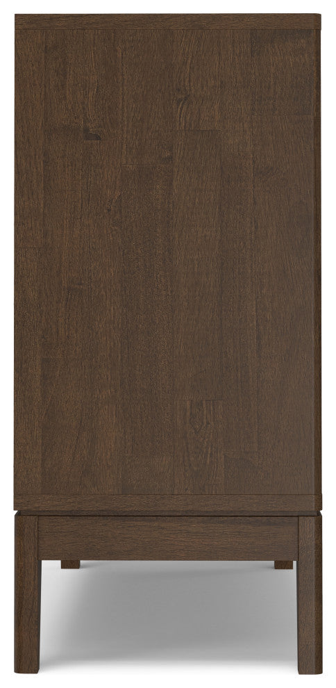 Harper Solid Hardwood 2 Door Sideboard Buffet / Storage Cabinet, Walnut Brown