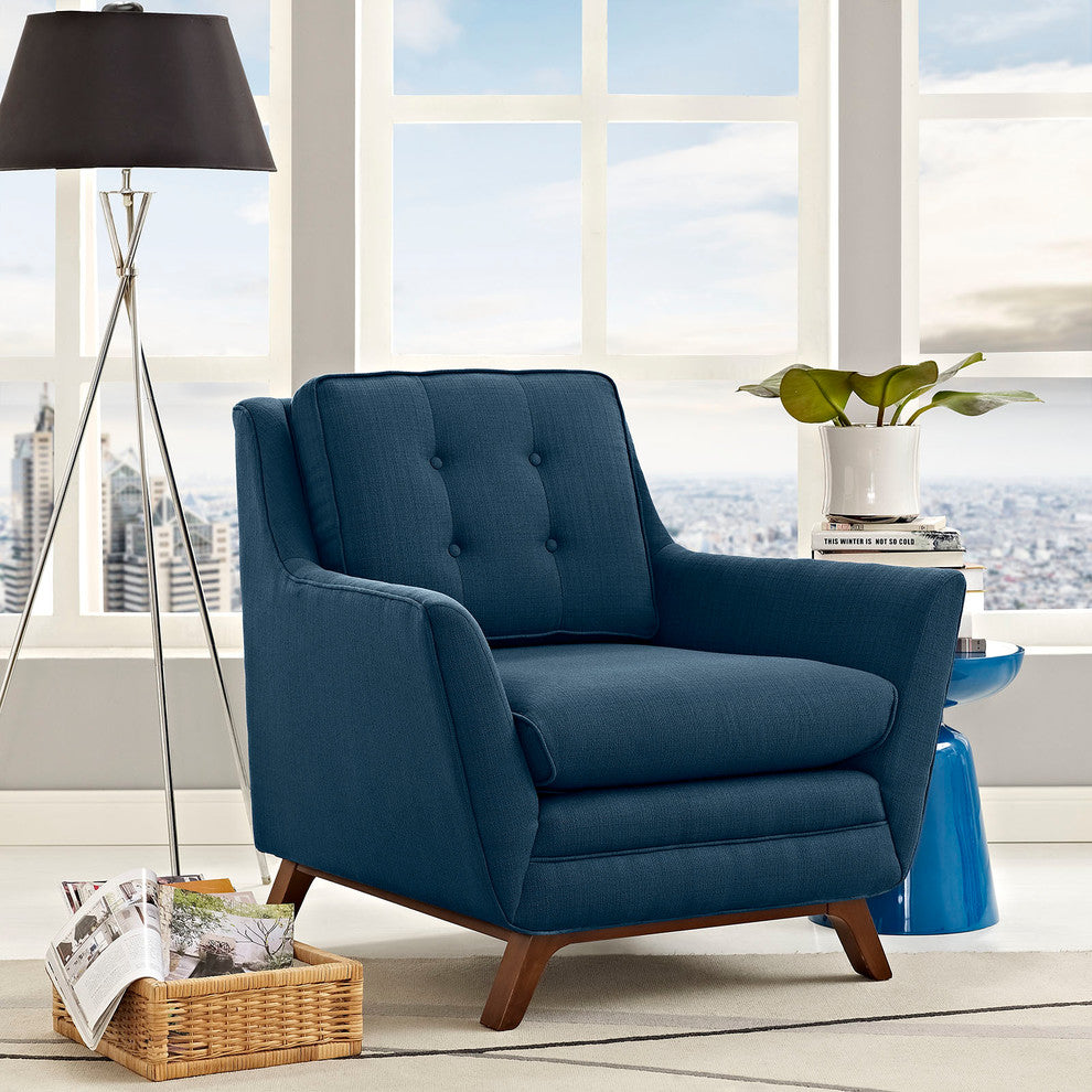 Modern Contemporary Fabric Armchair , Navy, Fabric