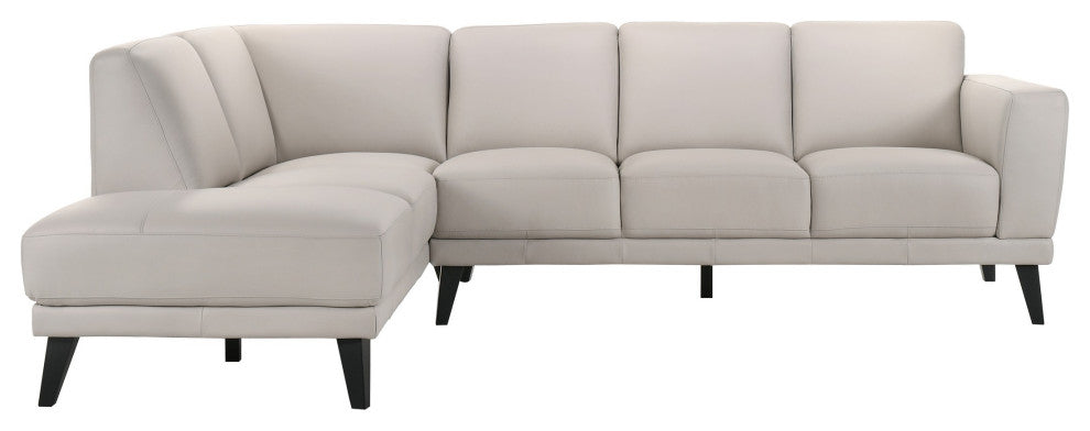 Benzara BM293331 Right Arm Facing Sofa, Mist Gray, Genuine Italian Leather