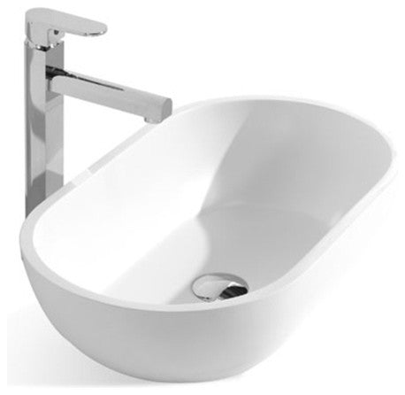 22" Stone Resin Solid Surface Rectangular Oval Shape Bathroom Vanity Vessel Sink