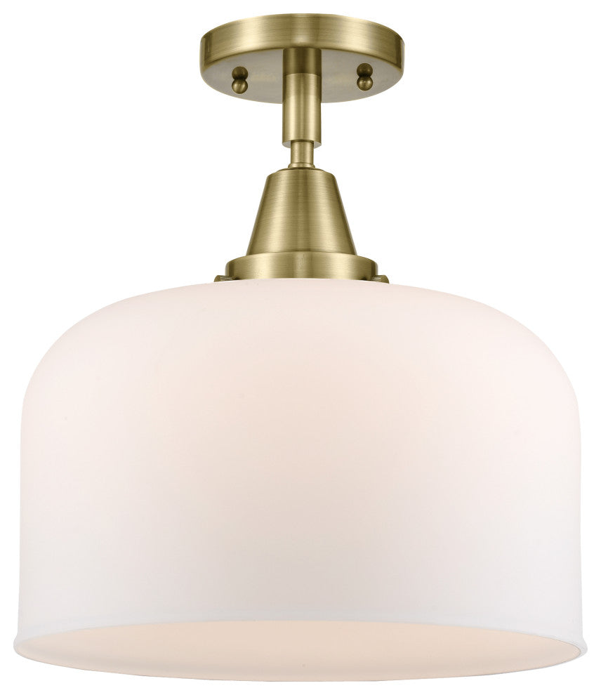 Caden X-Large Bell Flush Mount, Antique Brass, Matte White