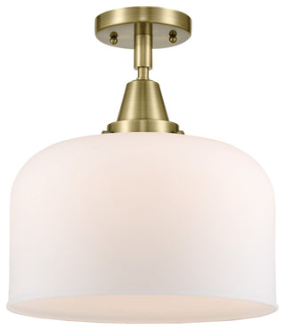Caden X-Large Bell Flush Mount, Antique Brass, Matte White