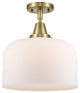 Caden X-Large Bell Flush Mount, Antique Brass, Matte White