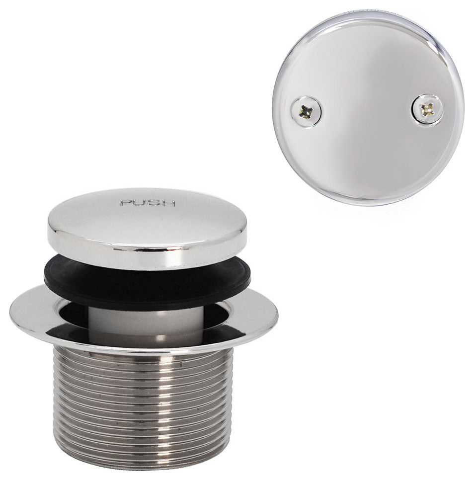 Direct Connect Overflow with Tip-Toe Trim and 2-Hole Overflow Cover, Polished Chrome