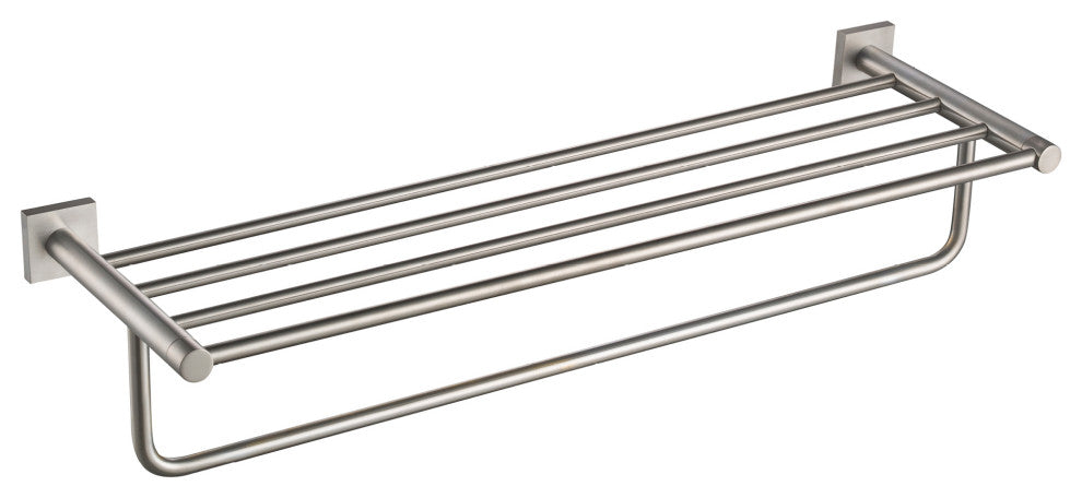 Ventus Bathroom Shelf with Towel Bar, Brushed Nickel