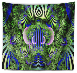Green Magical Fairy Pattern Floral Wall Tapestry, 80"x68"