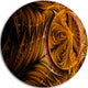 Golden Fractal Desktop Wallpaper, Abstract Disc Metal Artwork, 11"