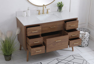 Bella 48" Bathroom Vanity, Walnut Brown With Backsplash