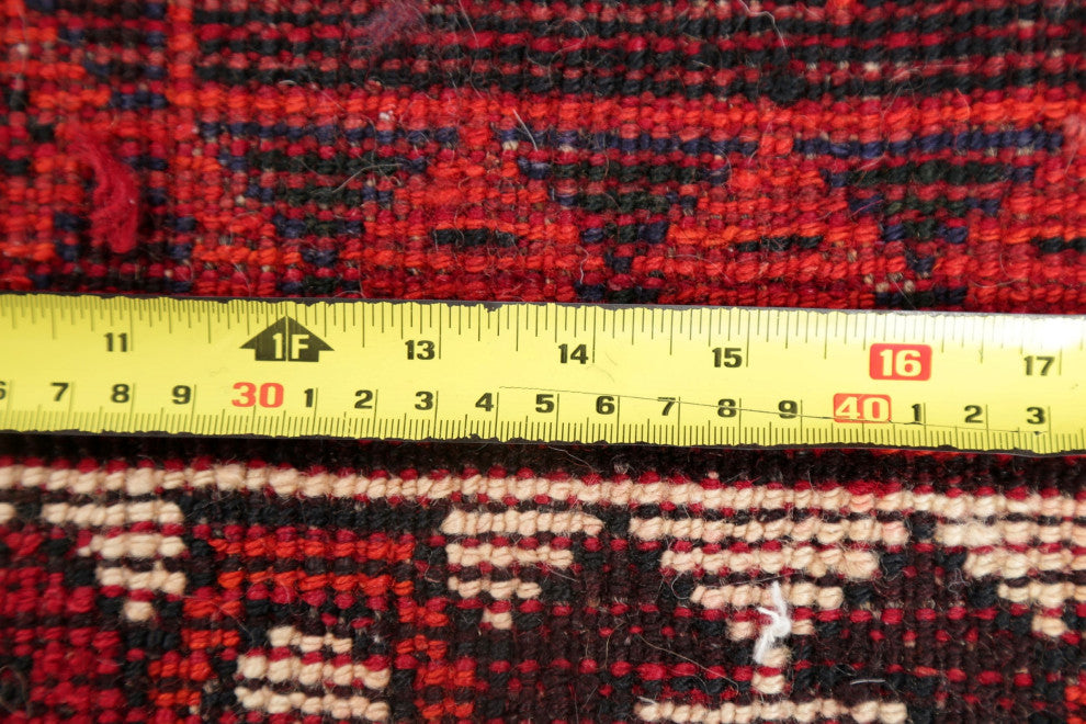 Consigned, Oriental Traditional Handmade Persian Distressed Area Rug, Red, 5x9