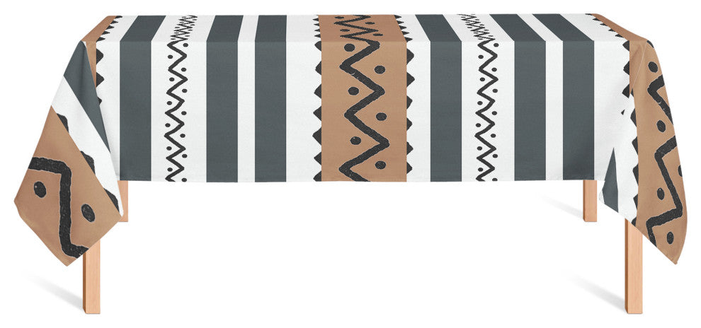 Brown Black Tribal 58x102 Tablecloth