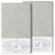 Linum Home Turkish Cotton Monica 2-Piece Embellished Bath Towel Set, Light Gray