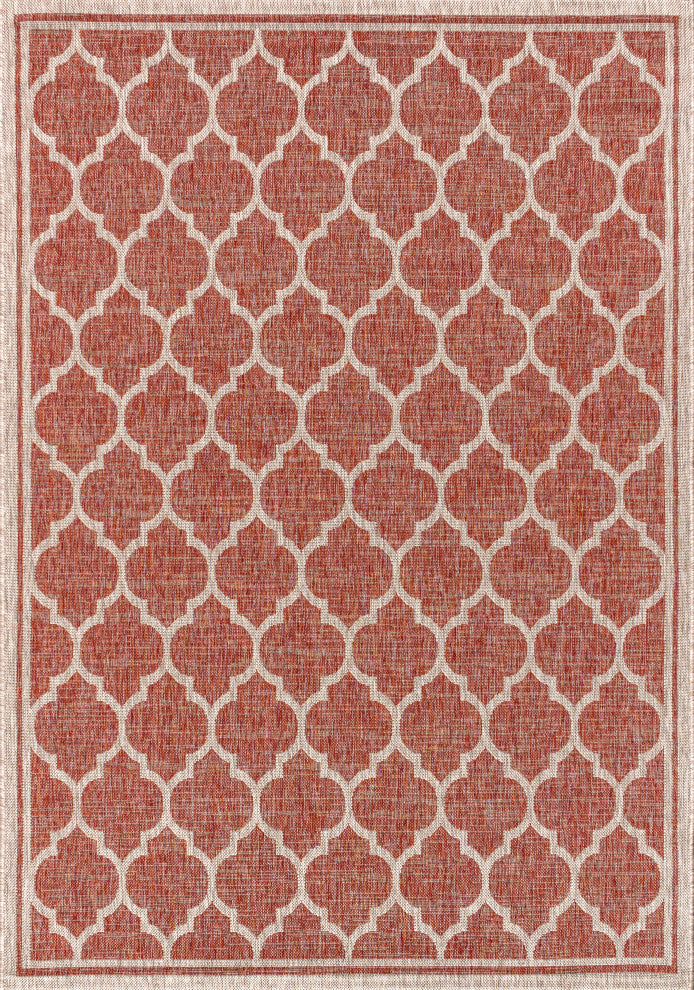 Trebol Moroccan Trellis Textured Weave Indoor/Outdoor Area Rug