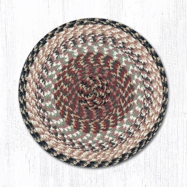 Burgundy/Gray/Cream Round Chair Pad, 15"x15"