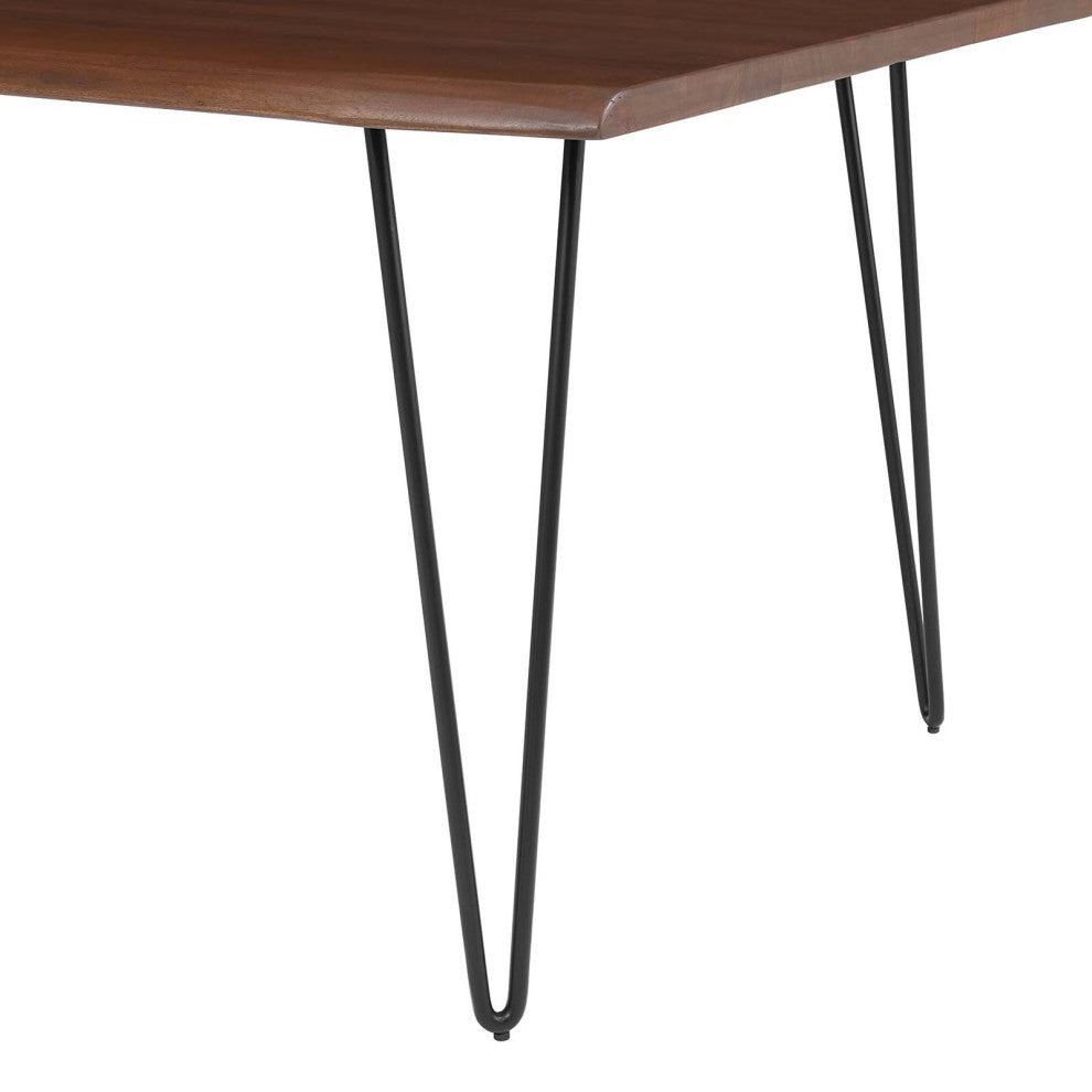 Henley 60" Live Edge Acacia Wood Dining Table, Black Walnut