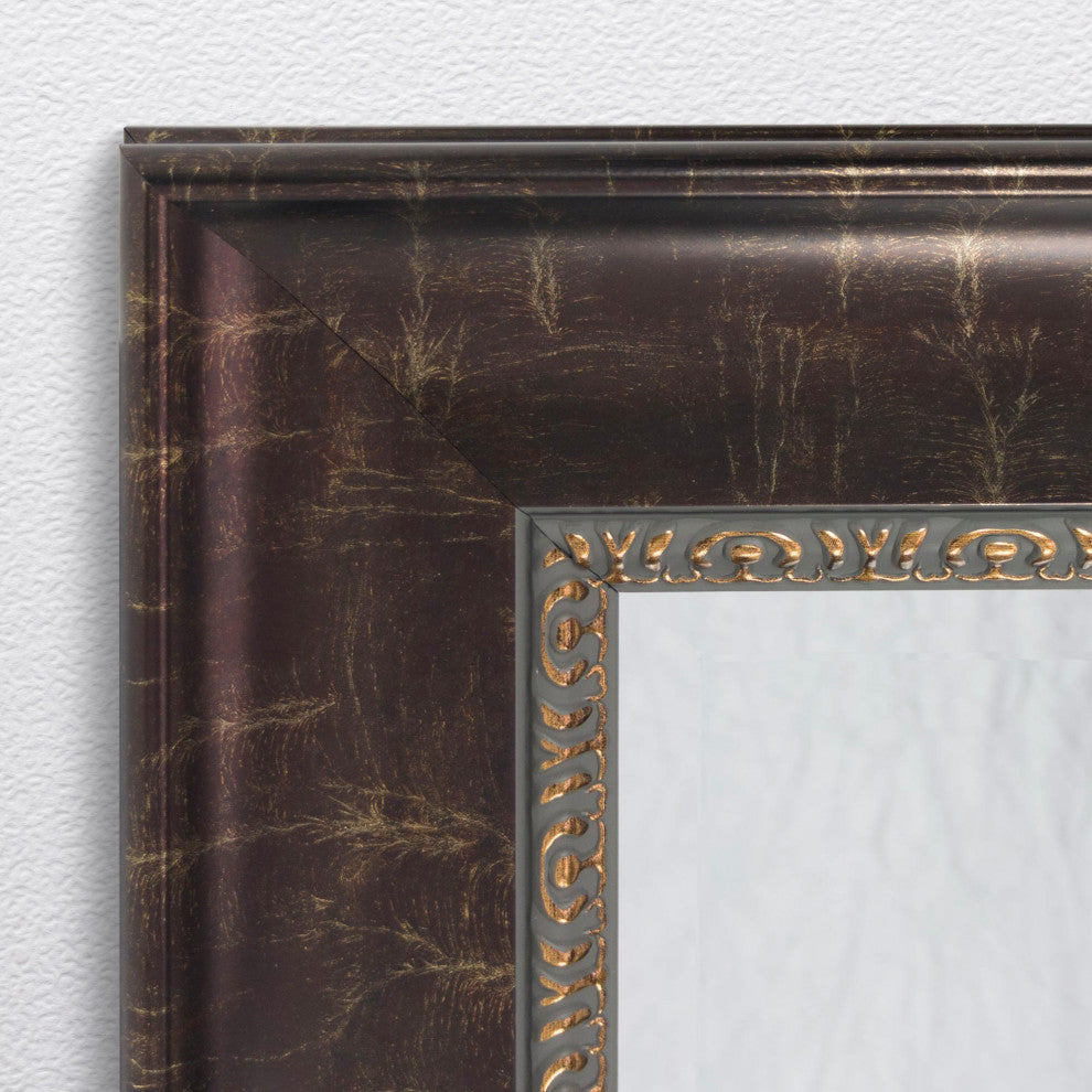 Head West Distressed Embossed Bronze Framed Wall Vanity Mirror - 26" x 32"