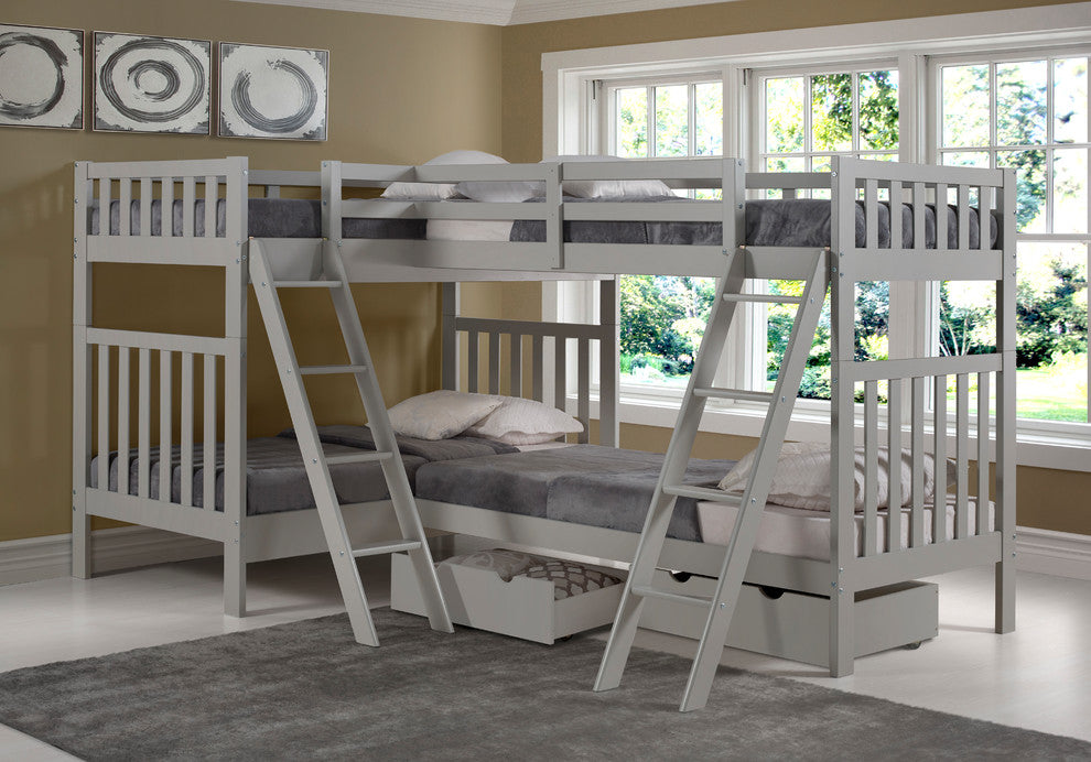 Aurora Twin Over Twin Bunk Bed with Quad-Bunk Extension and Storage Drawers