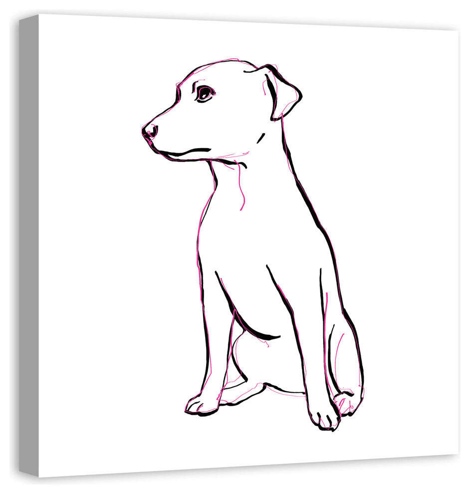 Designs Direct Sitting Pink Pup 30x30 Canvas Wall Art