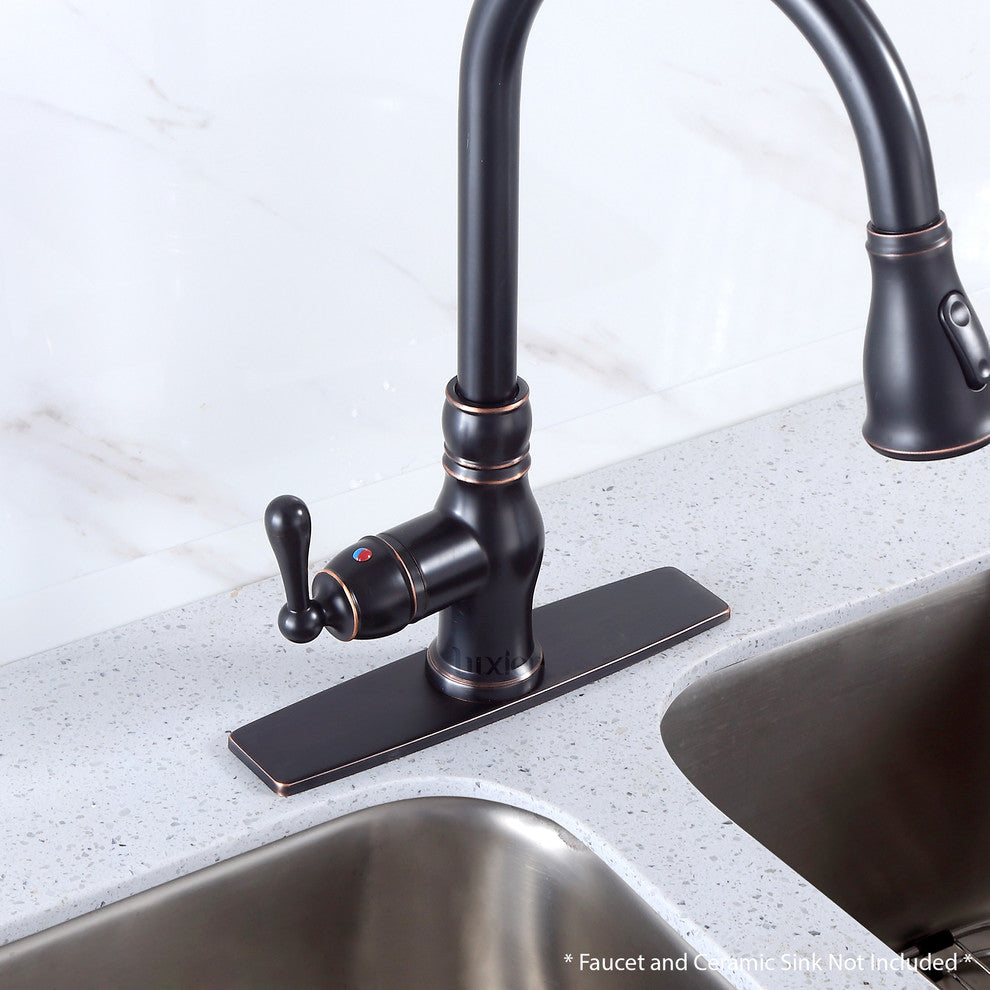 Luxier Kitchen Faucet Single-Hole Deck Plate, 10", Oil Rubbed Bronze