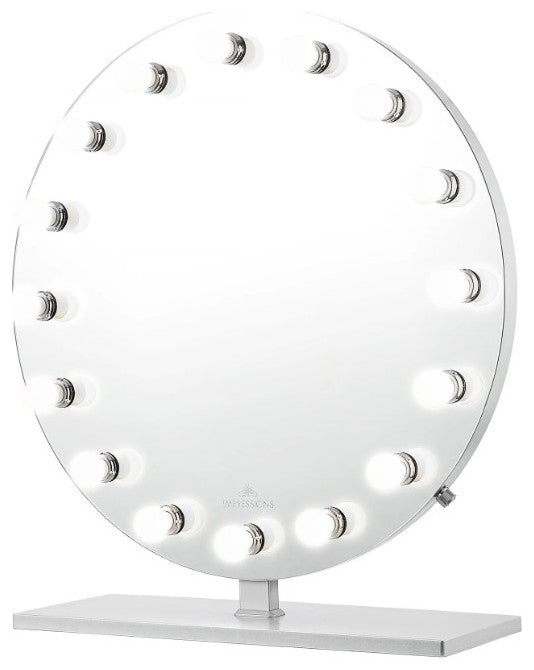 Monarch Plus Vanity Mirror, Silver, Led Globe Bulbs