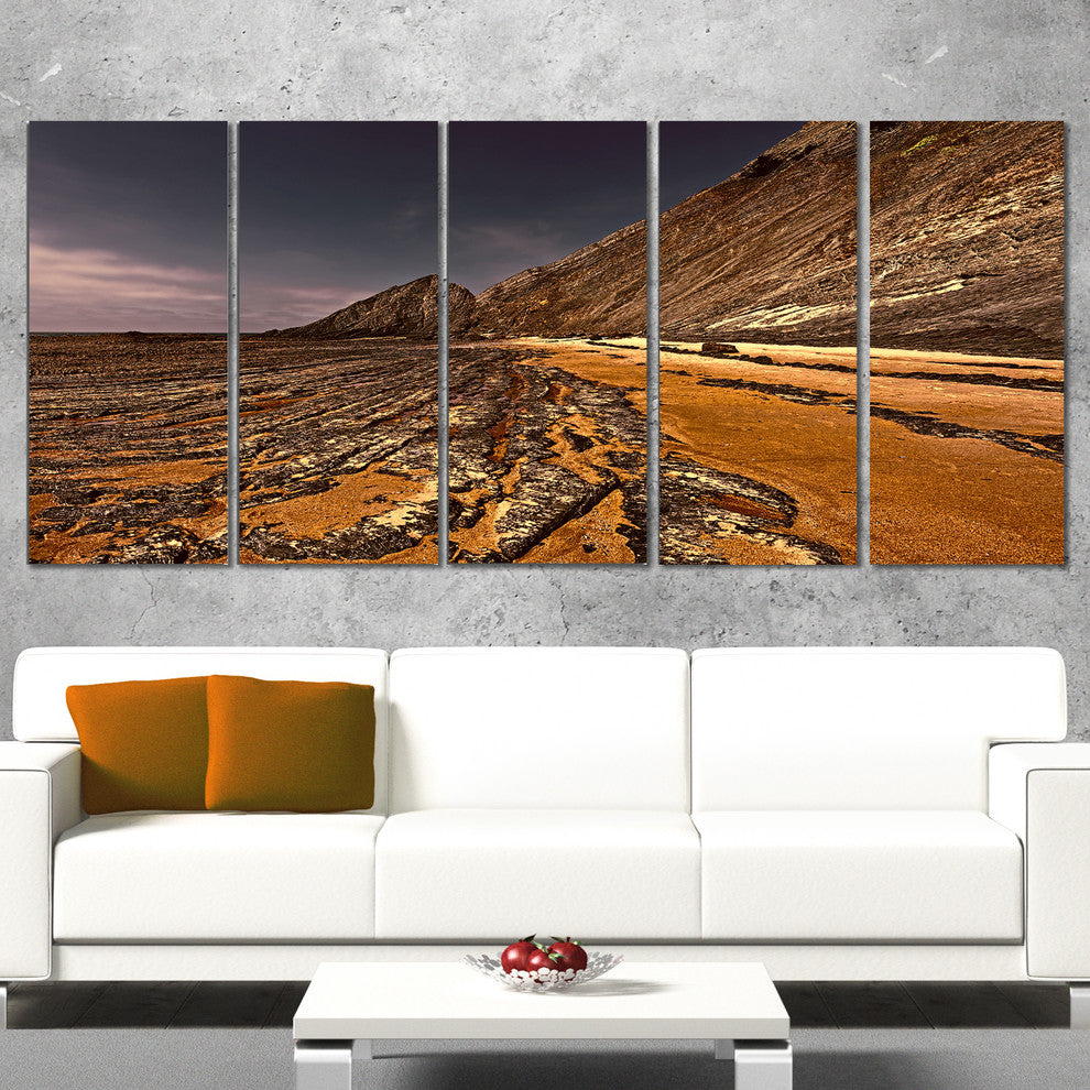 "Brown Rocky Coast Portugal" Canvas Print, 5 Panels