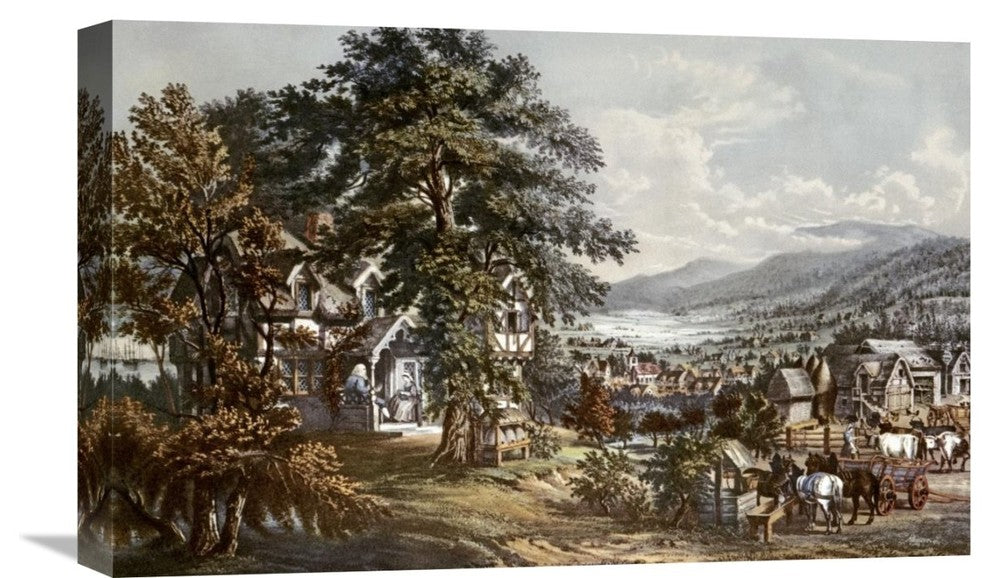 "Home of Evangeline-Acadian Land" Canvas Giclee by Currier and Ives, 22"x14"