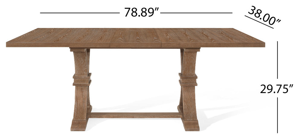 Biorn French Country Wood and Cane 7-Piece Expandable Dining Set, Beige/Natural
