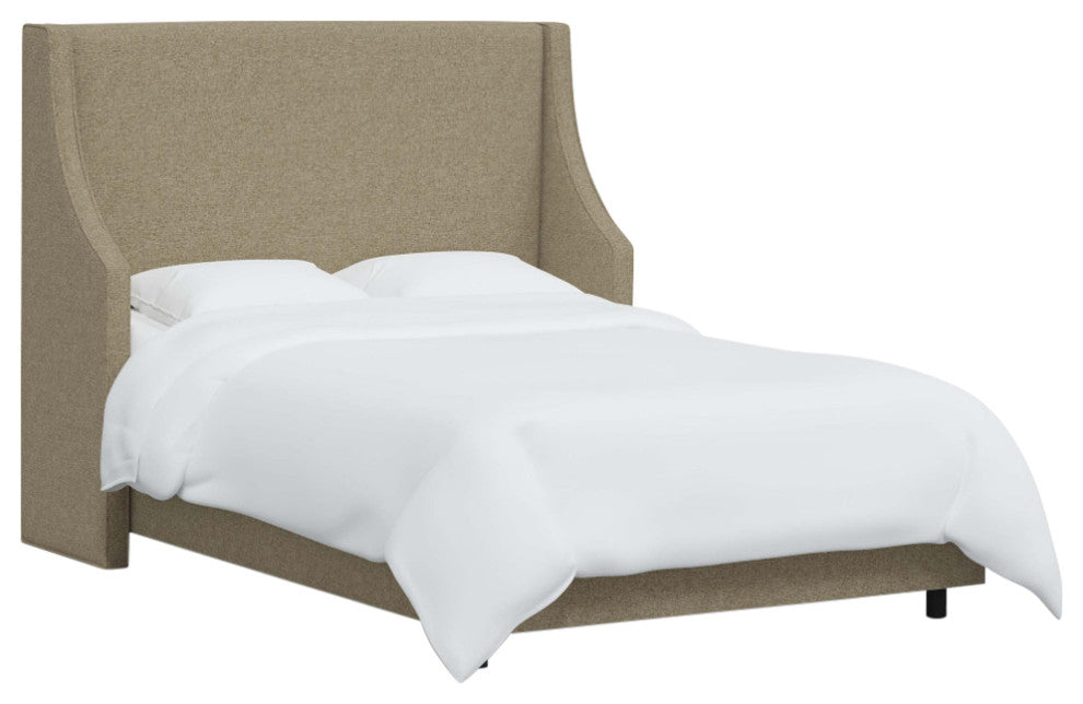 Fully Upholstered Wingback Bed, Zuma Linen, Full
