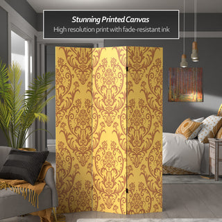 6' Tall Double Sided Damask Room Divider