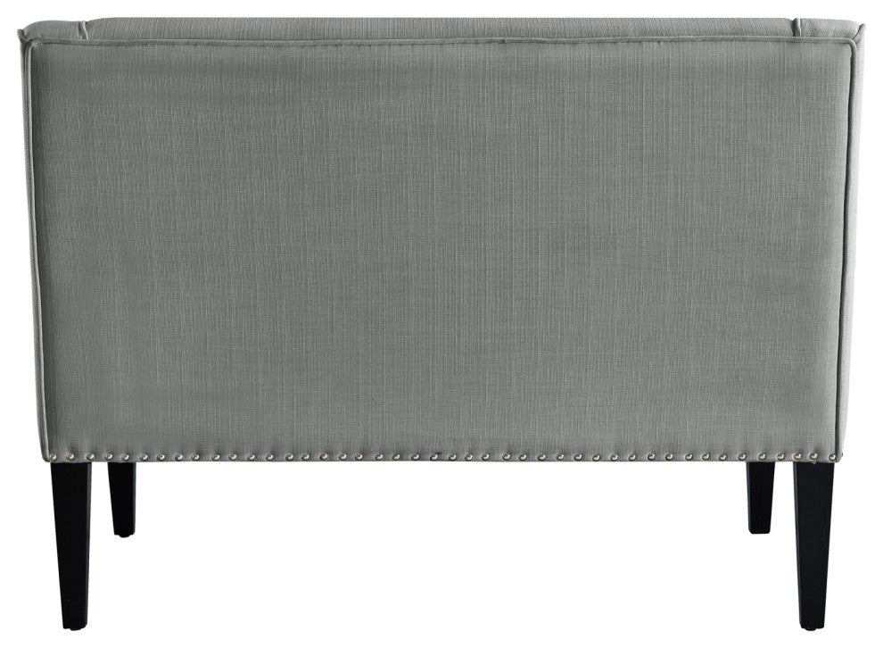 Inspired Home Aryanna Bench Upholstered, Light Gray Linen