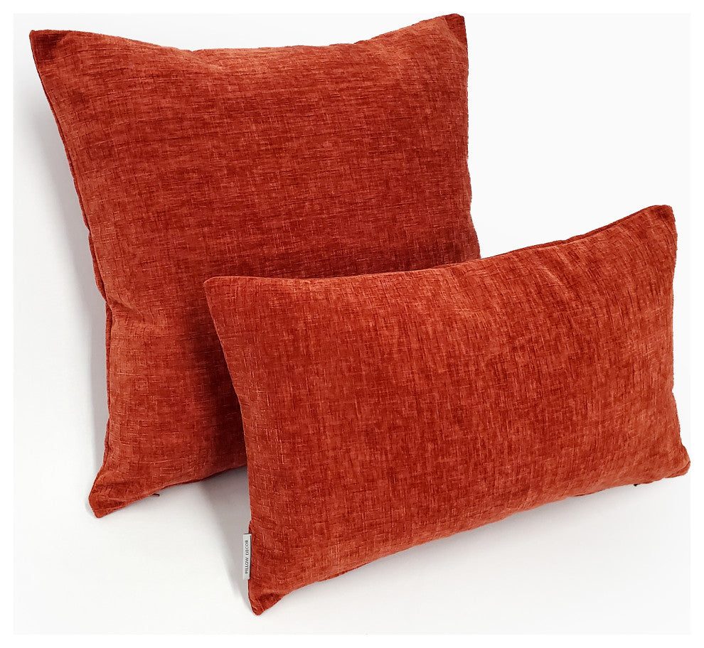 Pillow Decor, Venetian Velvet Earthen Orange Pillow 12x19