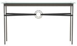 Equus Console Table, Dark Smoke Finish - Bronze Accents - Black Leather Strap