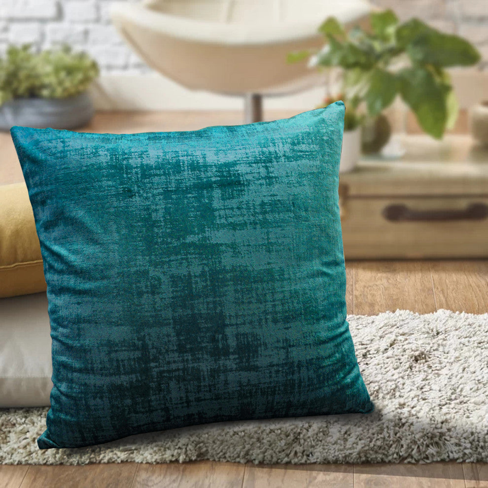 Serenta Textured Velvet Pillow Shell, Set of 4, Agate Green