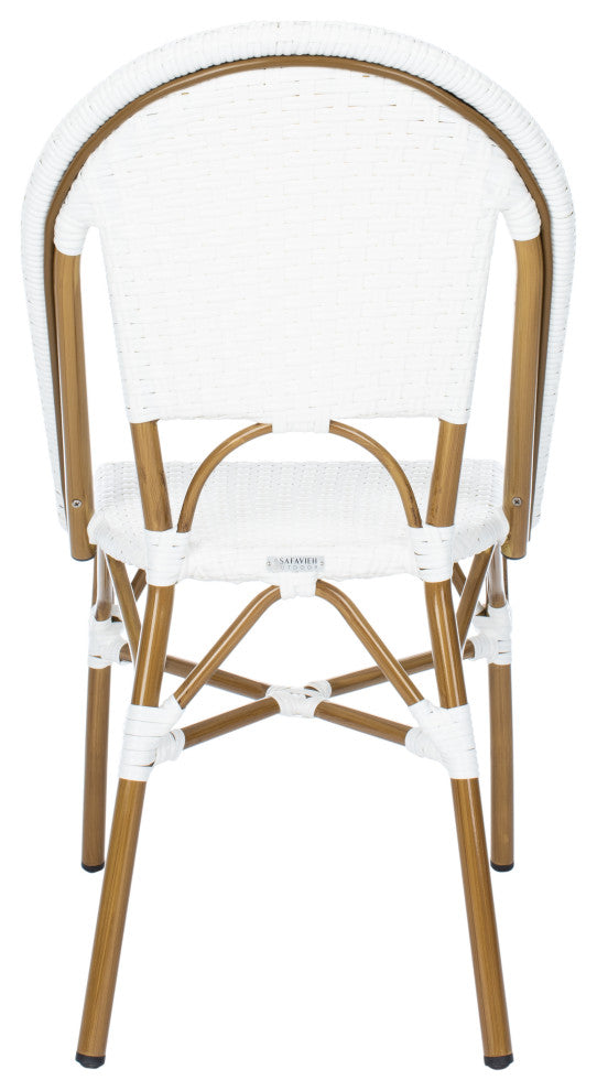 Safavieh Salcha Indoor-Outdoor Stackable Side Chairs, Set of 2, White/Light Brown