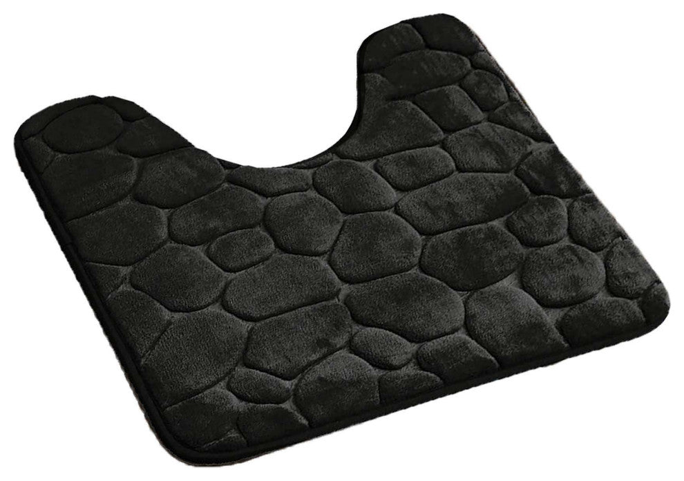 Bath Rug Memory Foam Mat 3D Pebble, Black, Contour Rug 20"x20"