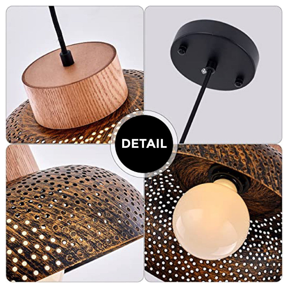 1Light Accent lights for indoor use Brown wood pendant light Country Rustic