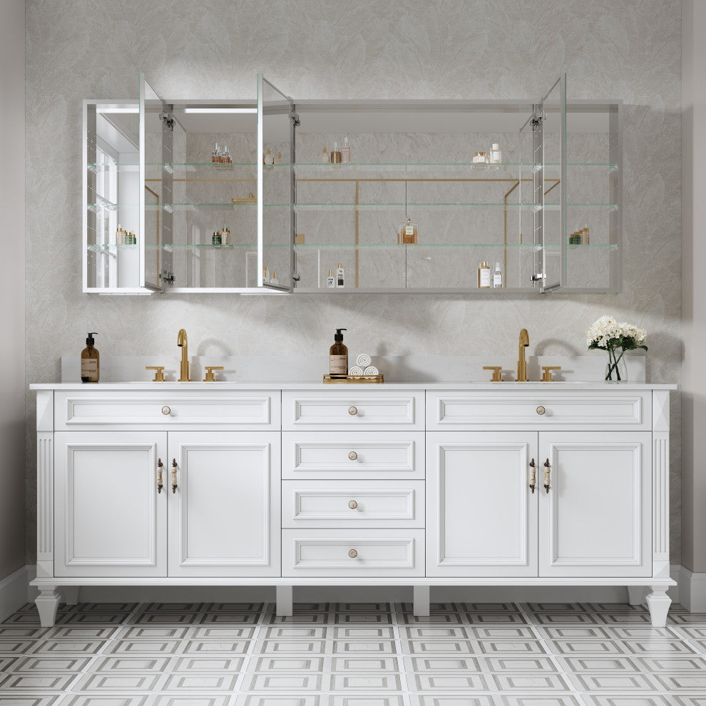 Recessed/Surface Mount Bathroom Medicine Cabinet, Reverse Installation, 84"x30"