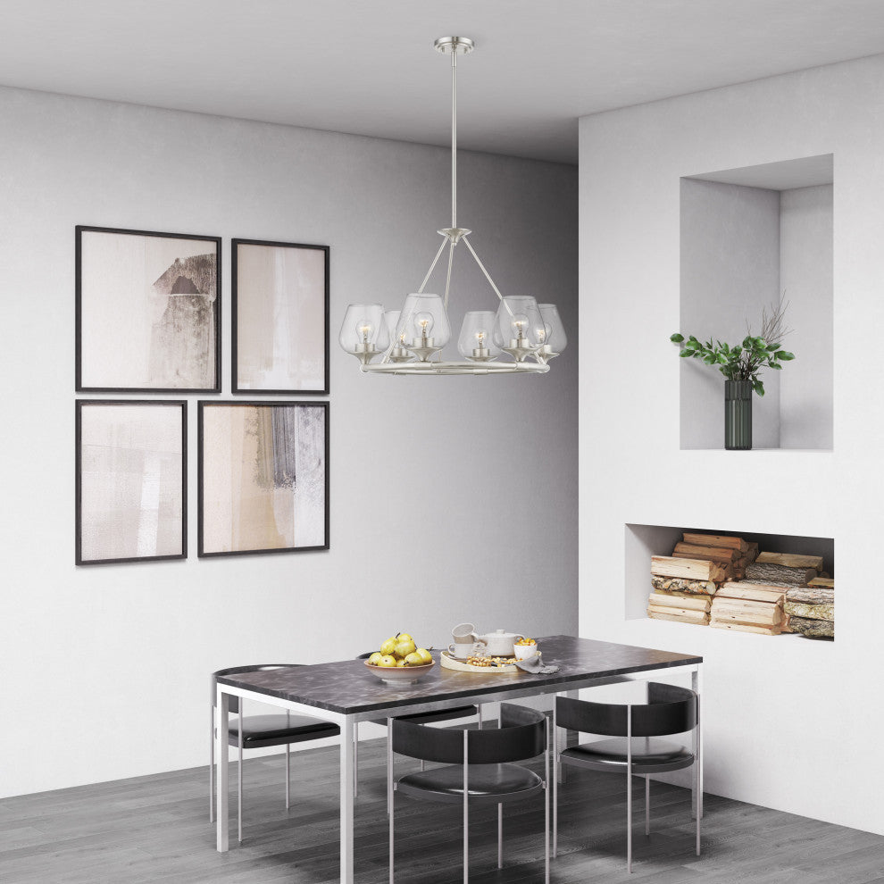 Willow 6 Light Brushed Nickel Chandelier