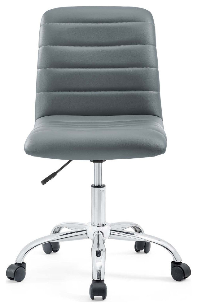 Ripple Armless Mid Back Vinyl Office Chair - Gray