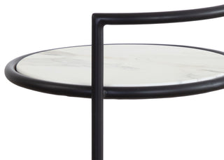 Parga End Table, Black, Marble Look