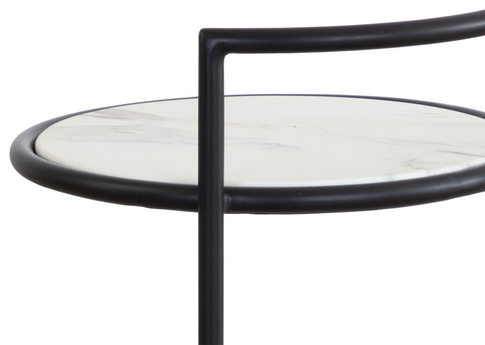Parga End Table, Black, Marble Look