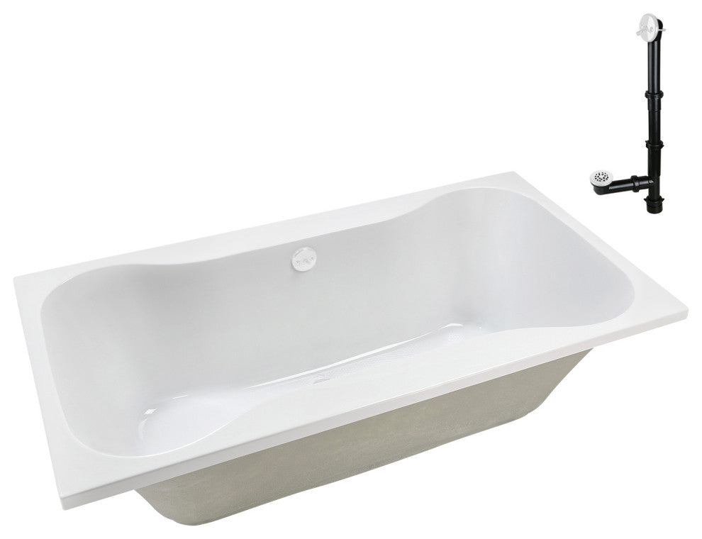 Streamline 72 in. x 36 in. Acrylic Drop-In Bathtub, Glossy White
