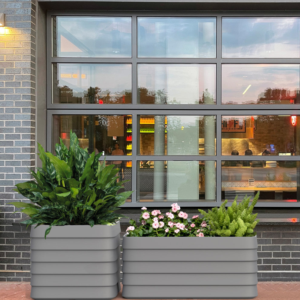 TruDrop Slat Self Watering Planter Boxes, Caviar Black, Medium 36"x17"x17"h
