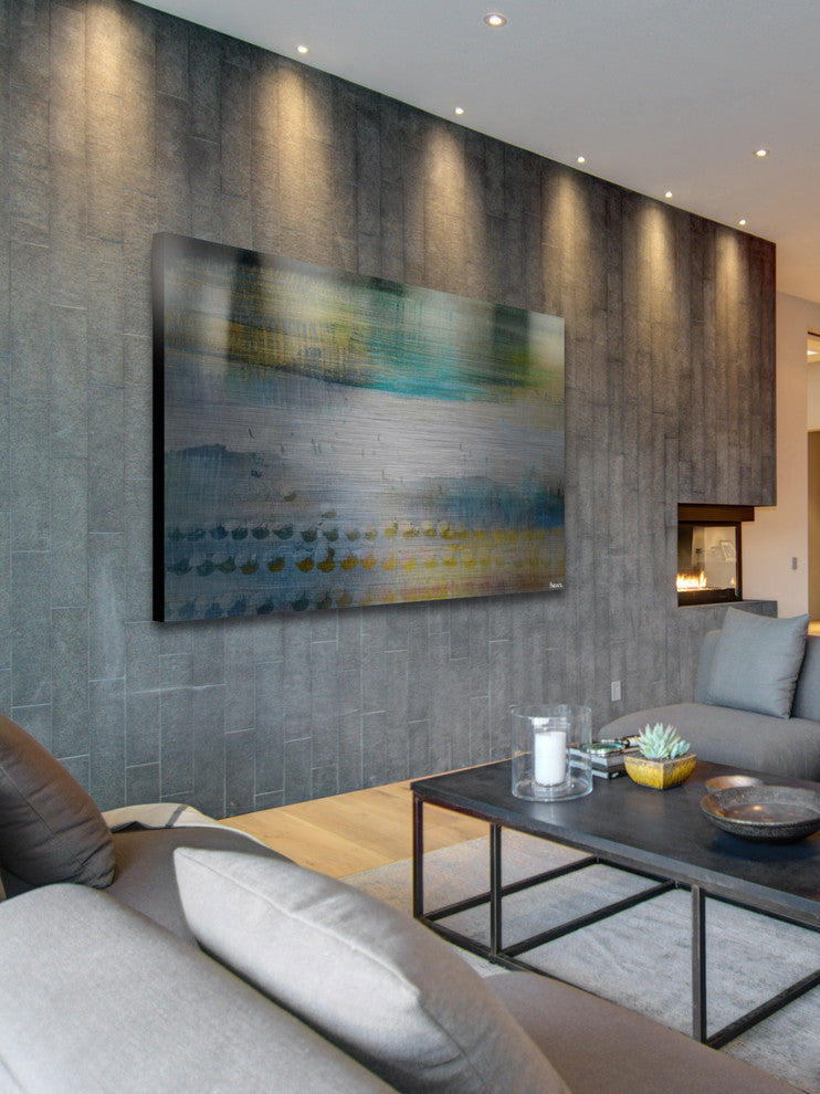 "Under Umbrellas" Painting Print on Brushed Aluminum, 45"x30"