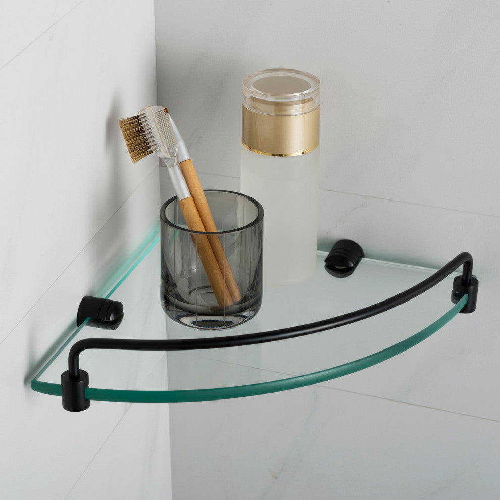 Elie Bathroom Corner Shelf, Matte Black