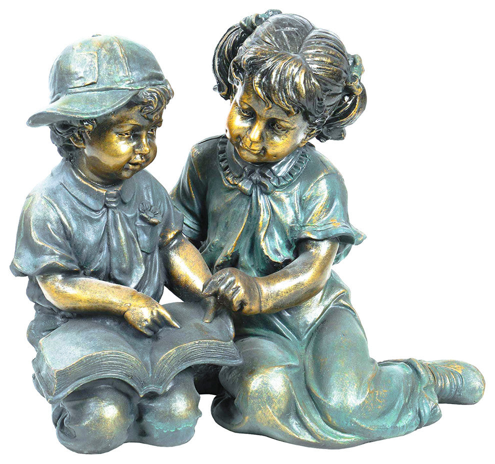Boy and Girl Reading Statue