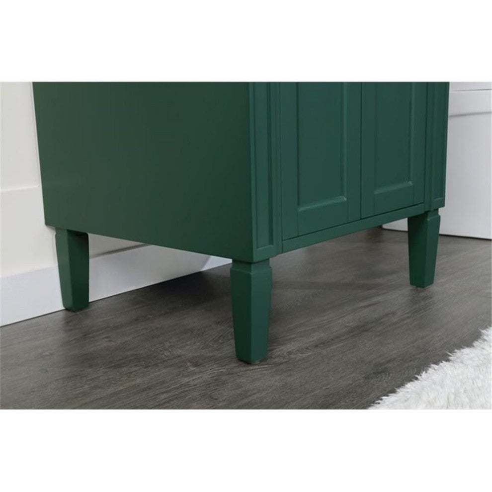 Elegant Decor Park Avenue 24" Metal MDF Marble Single Bathroom Vanity in Green