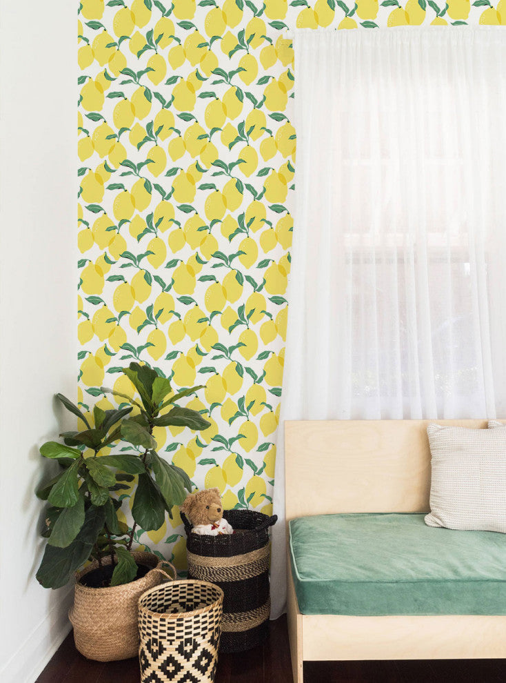 Lemon Peel and Stick Vinyl Wallpaper, 24"w X 60"h